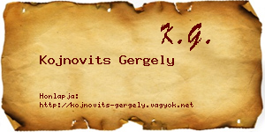 Kojnovits Gergely névjegykártya